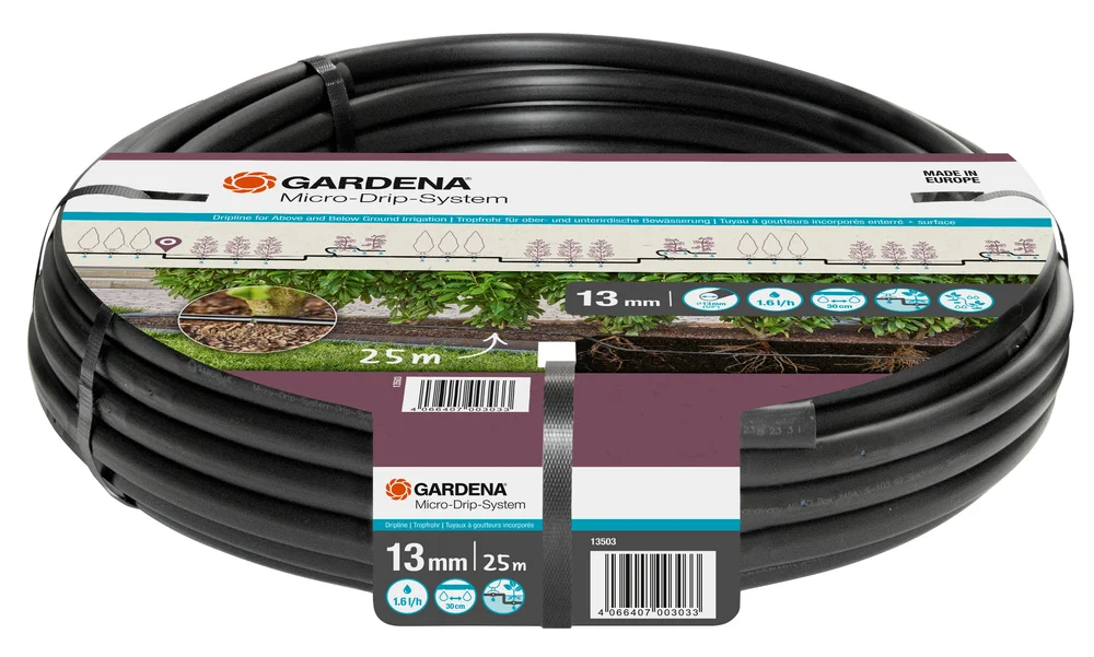 德國 GARDENA 13503-20 地面及地下滴灌管 25米 白底產品圖