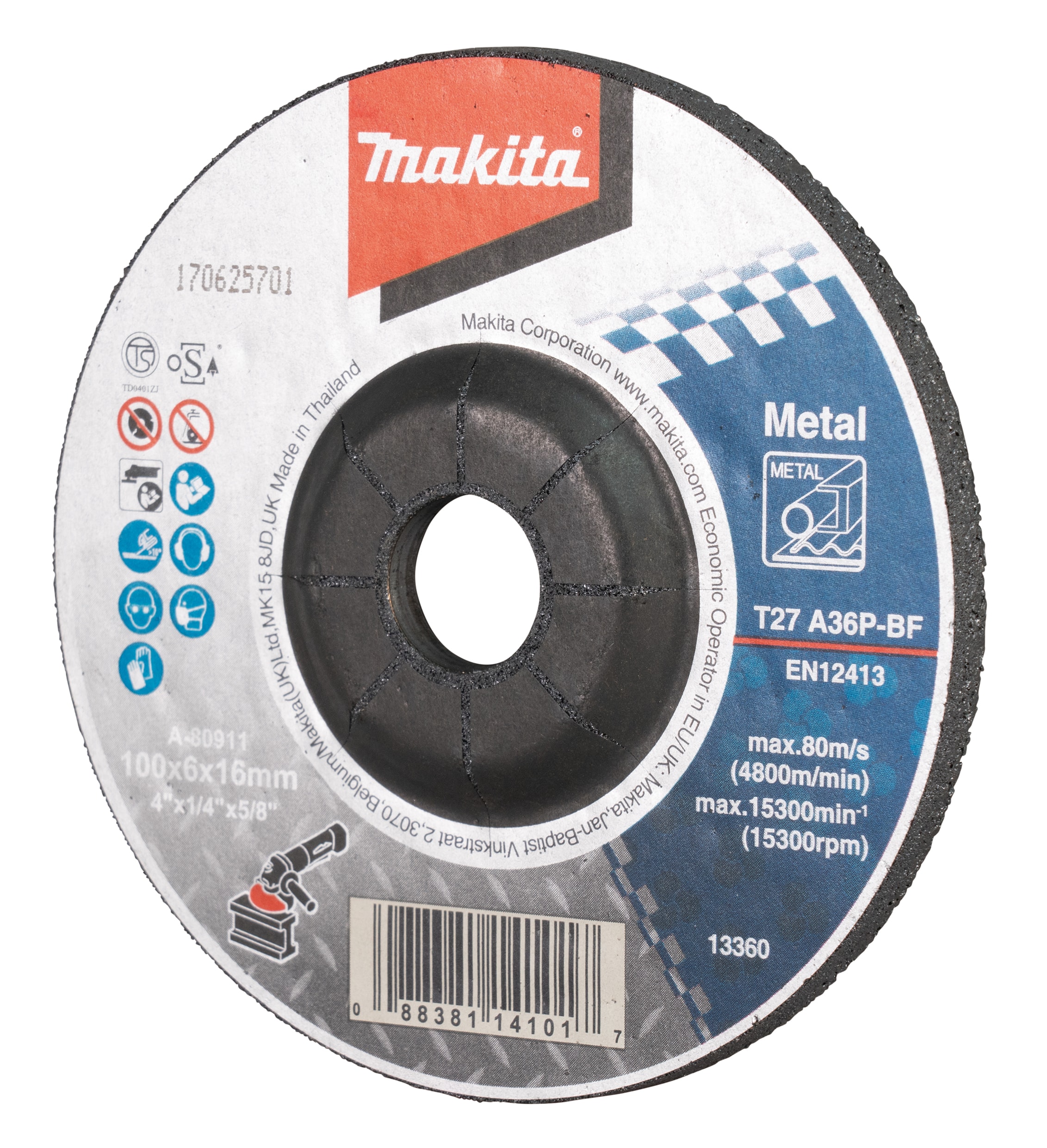 Makita D-18493 磨輪100X6X16(正面)