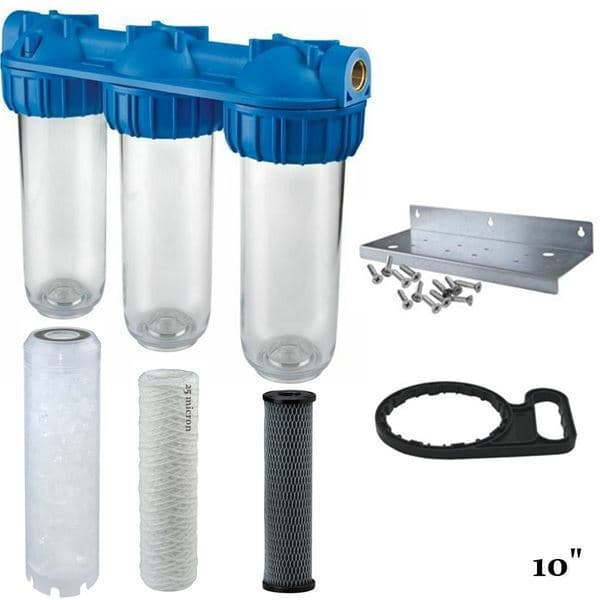 ATLAS STP-3P-A 10" (三過濾)透明膠殼濾水器 (每套附送:纖維芯1枝,安裝匙1枝,安全掛架1個)