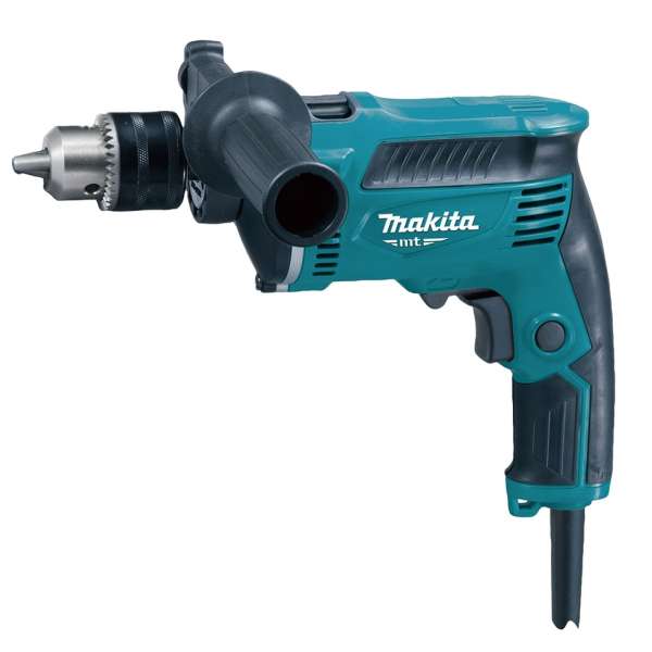 Makita 牧田 M8103B 13 毫米衝擊電鑽側面全機圖,可見匙索式鑽夾頭、手柄開關及電源線