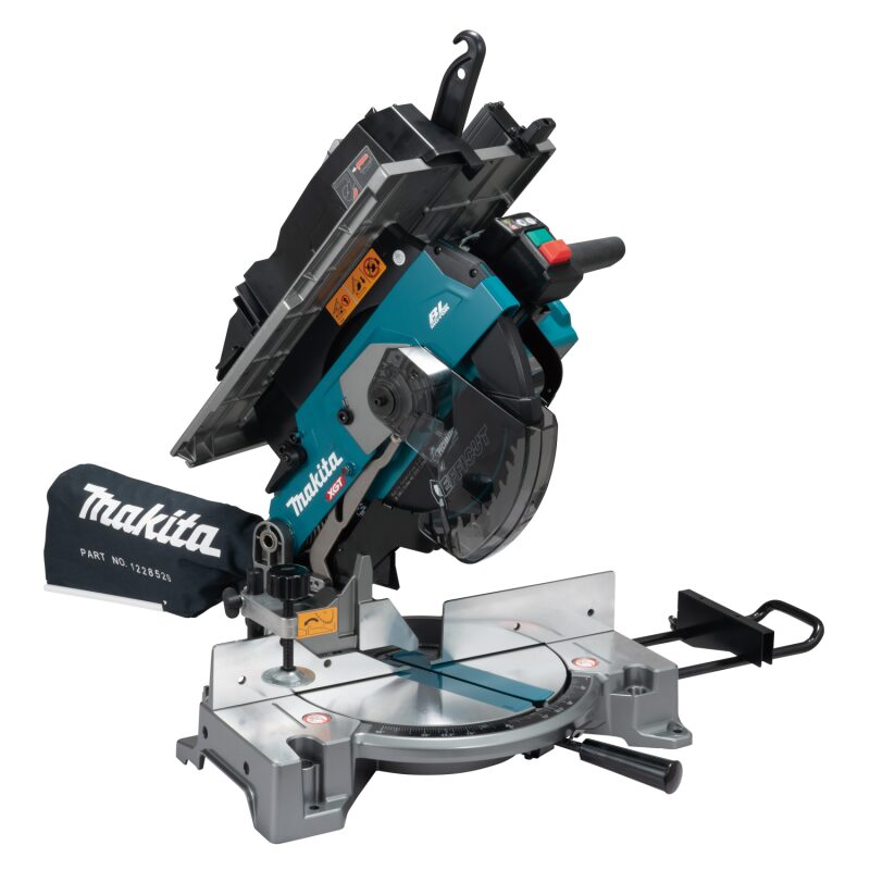 Makita LH001GZ 鋸頭抬起時可見 EFFICUT 鋸片及斜切底座刻度
