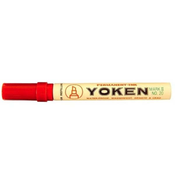 YOKEN No.20 紅色永久性箱頭筆(正面)