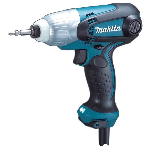 Makita 牧田 TD0101F(110V) 電動衝擊起子機側面全機圖,已裝上錐頭