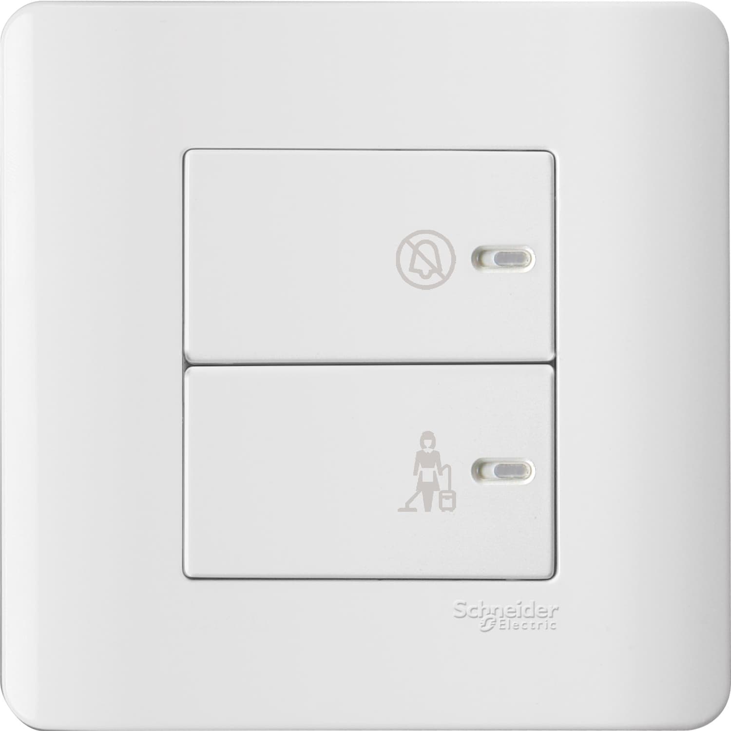 Schneider 施耐德電氣 ZENcelo 睿雅 平觸開關掣連「請勿打擾」及「請即清理」發光顯示圖像 E8432DMS_WE(凝白)香港行貨