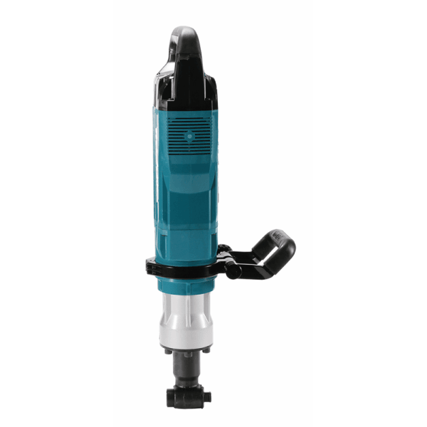 Makita 牧田 HM1511(110V) 電鎬正面直立圖,展示馬達散熱口及可 360 度旋轉側手柄