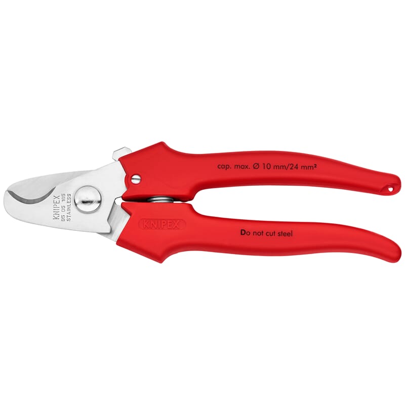 KNIPEX 95 05 165 紅膠柄電線剪(正面)