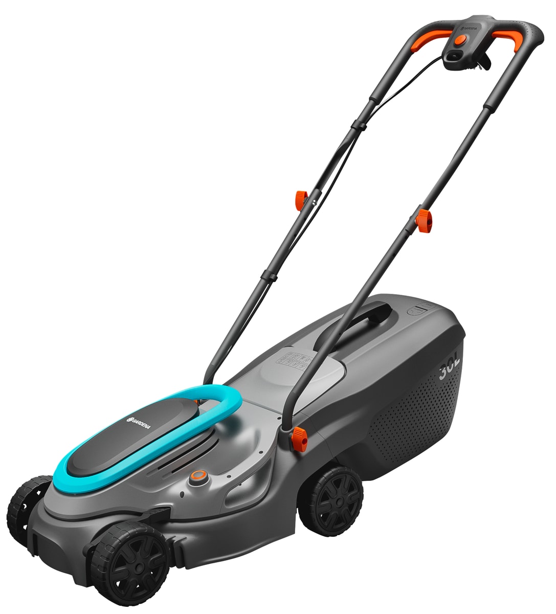 德國 GARDENA 14633-28 PowerMax 32/1200 G2 電動割草機(英規插頭、10 米電線)白底產品圖