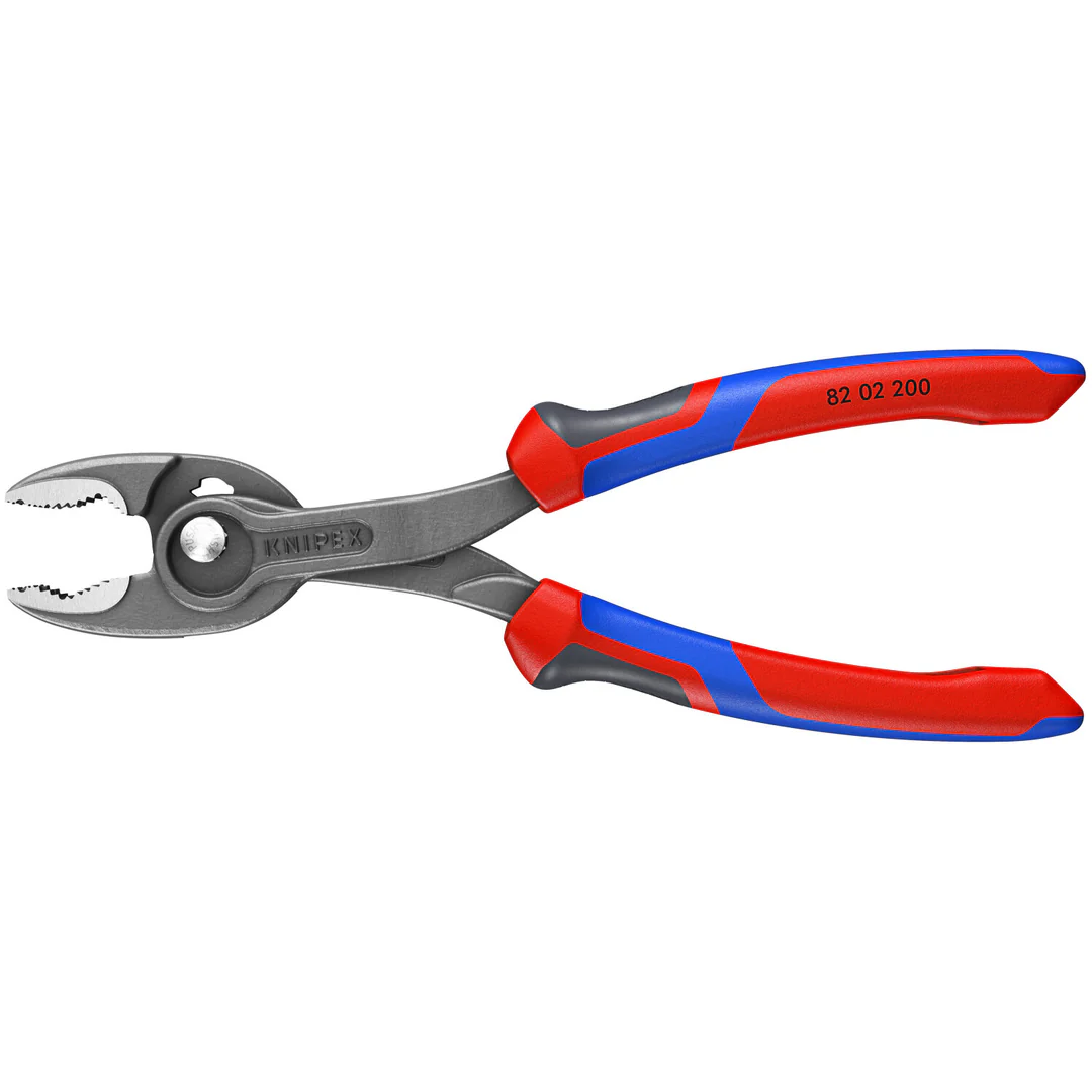KNIPEX 82 02 200 厚膠柄特窄雙齒按鈕鯉魚鉗(正面)