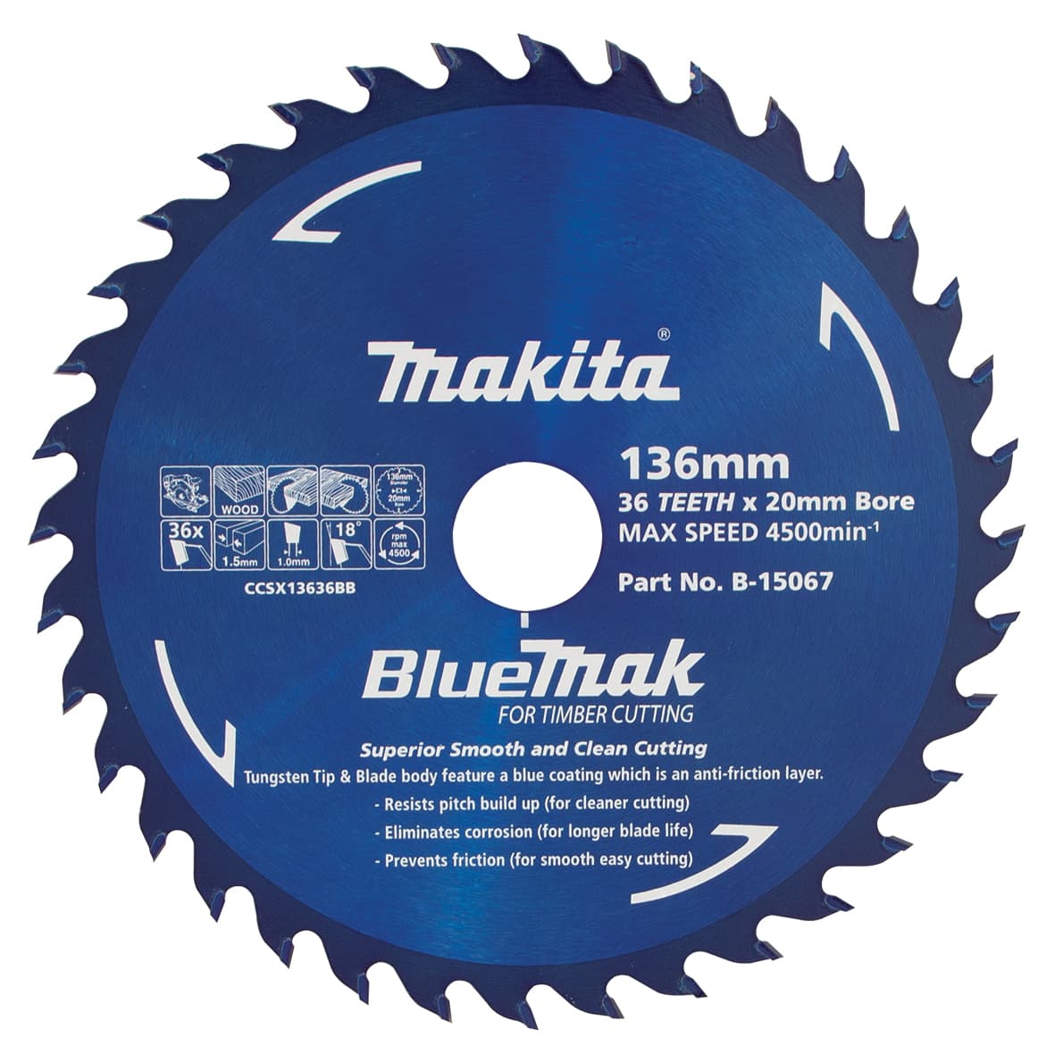 Makita 牧田 B-15067 硬質合金鋸片136X20X36T