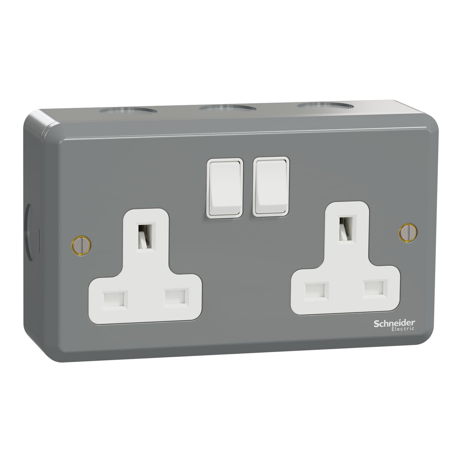 Schneider 施耐德電氣 E30 系列 ESM 防撞鋼面系列 ESMT25D 13A 兩位 250V 雙極開關插座(灰色)