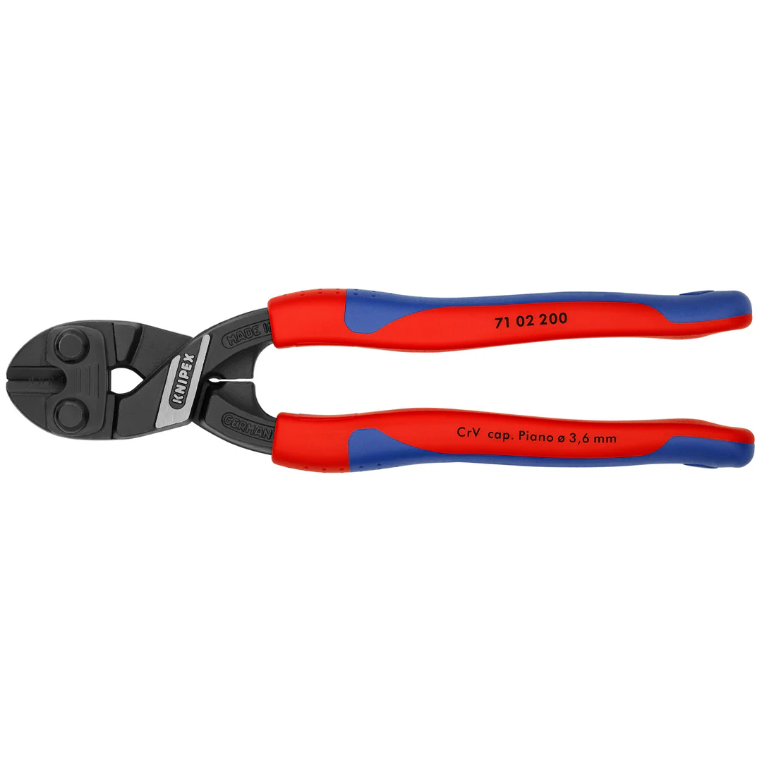 KNIPEX 71 02 200 CoBolt 厚膠柄鋼線剪(正面)