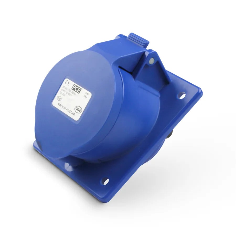 PCE 413 工業防水斜入牆盤面插座 16A 220V 3針 IP44(背面)