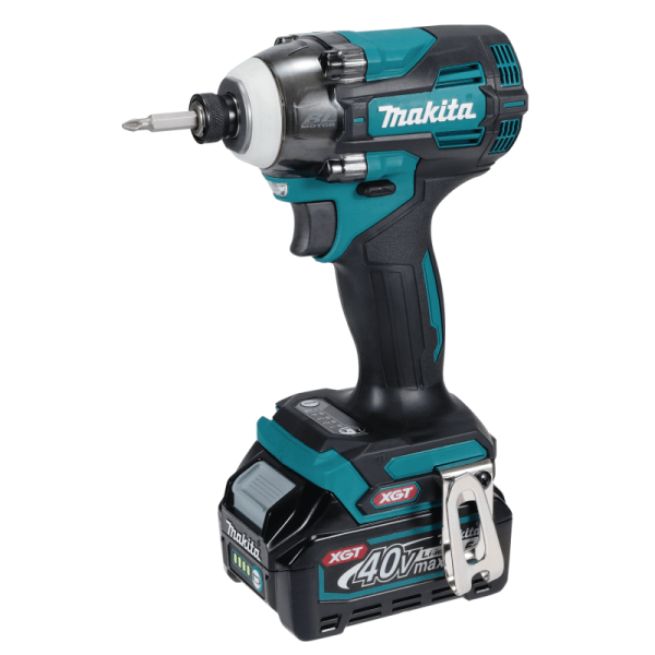 Makita 牧田 TD004GZ 40V 充電式衝擊起子機主圖,白色背景側前方全機視角(圖中電池只作示意)