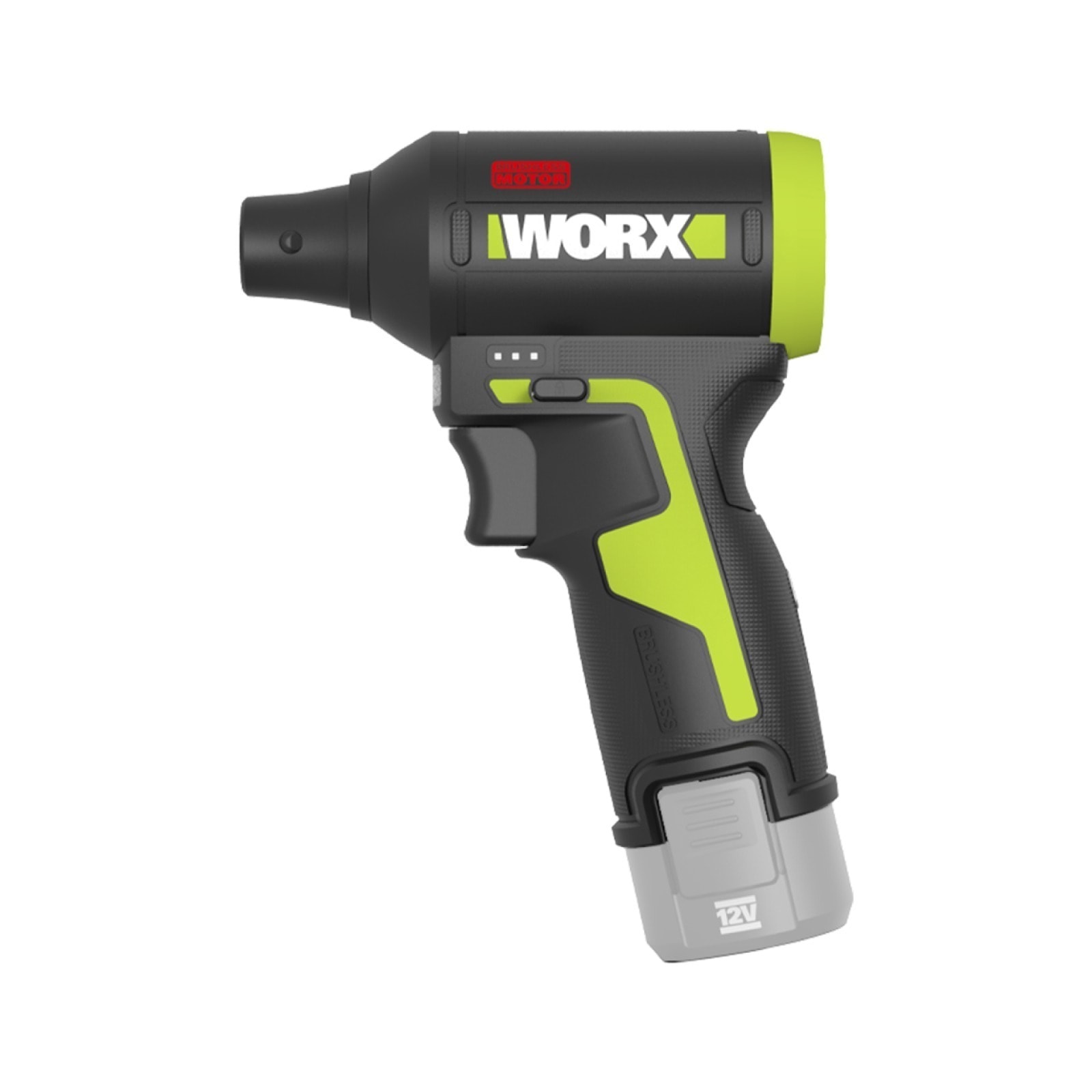 WORX 威克士 WU094 12V 無刷吹風槍 連 12V 鋰電池 白底產品圖