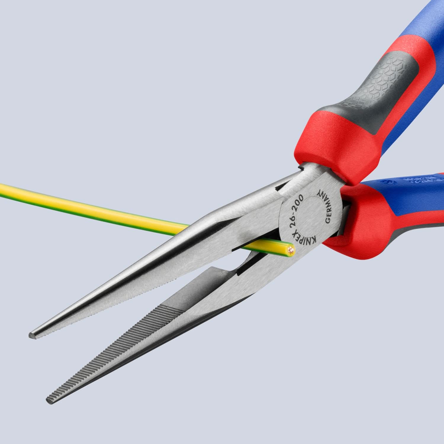 KNIPEX 26 12 200 厚膠柄尖咀鉗(四分之三側面)