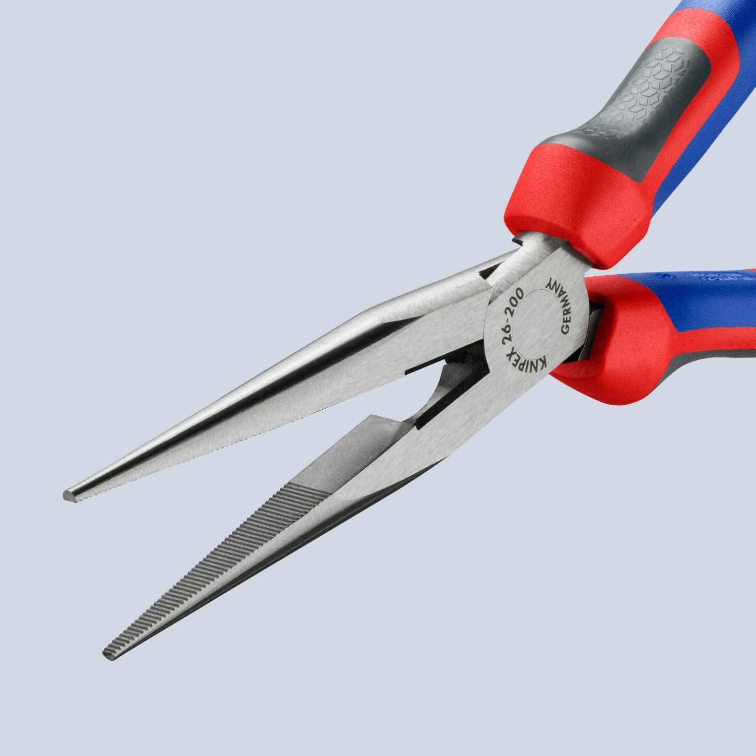 KNIPEX 26 12 200 厚膠柄尖咀鉗(四分之三側面)