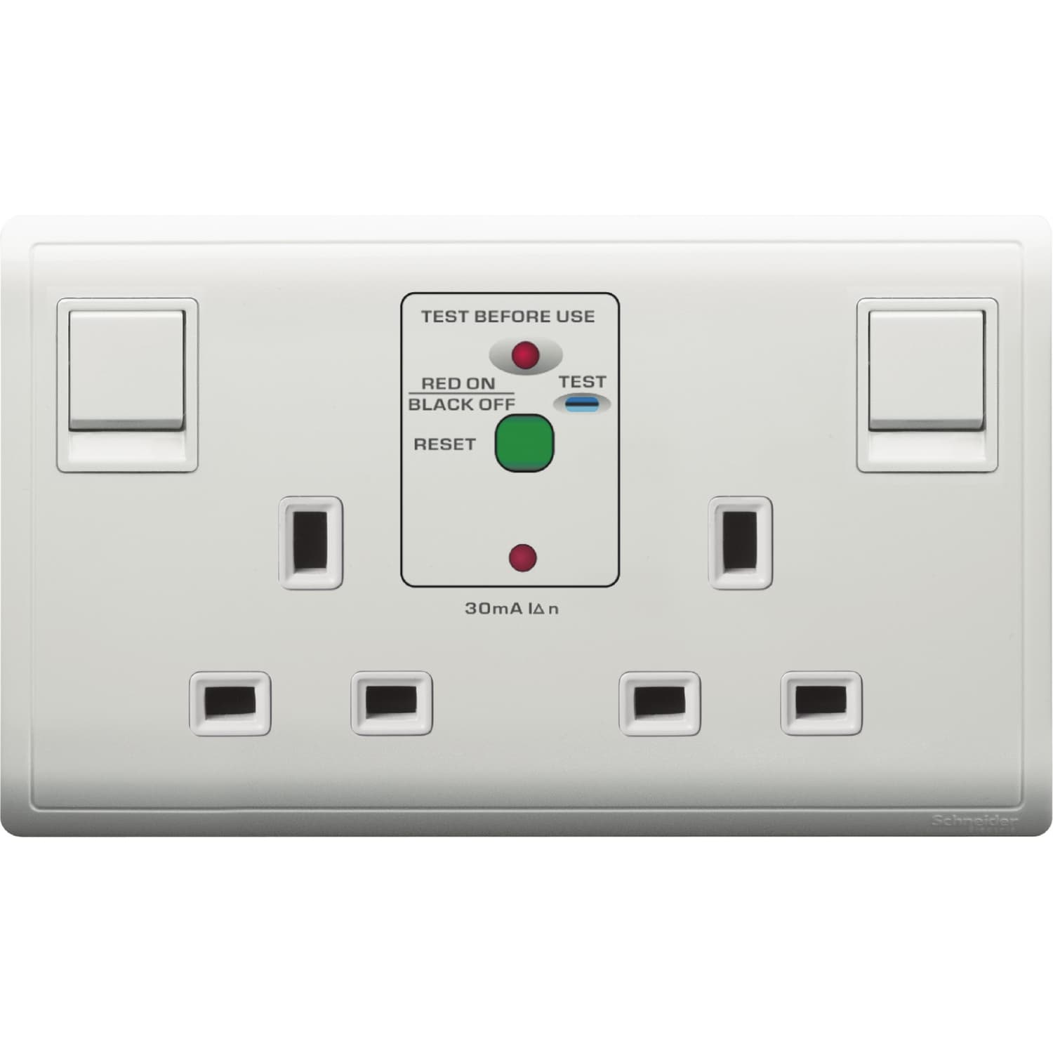 Schneider 施耐德電氣 Pieno 丰尚 13A 兩位連保護門有掣雙極防漏電插座 E82T25DRC_WE(白)香港行貨