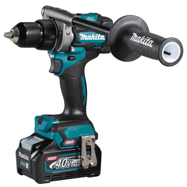 Makita 牧田 DF001GM201 40V 充電式起子電鑽,連側柄及 40Vmax XGT 電池的產品正面圖