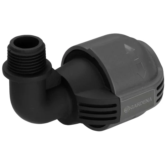 GARDENA 2780-20 25毫米 x 1/2吋外牙 L型灑水系統接頭白底產品圖