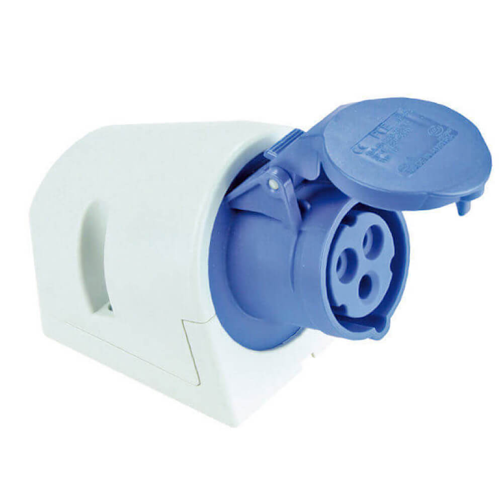 PCE 1232 工業防水掛牆插座 32A 220V 3針 IP67(三面視角)