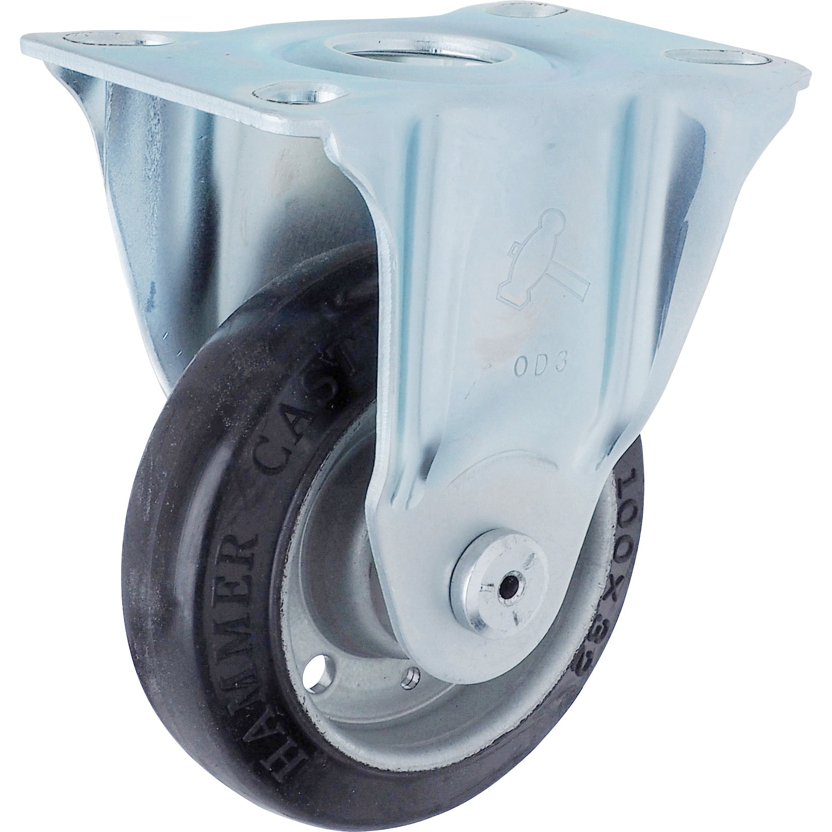 HAMMER 鎚仔嘜 420S-R 固定黑橡膠腳轆 100mm(三Quarter 視角)
