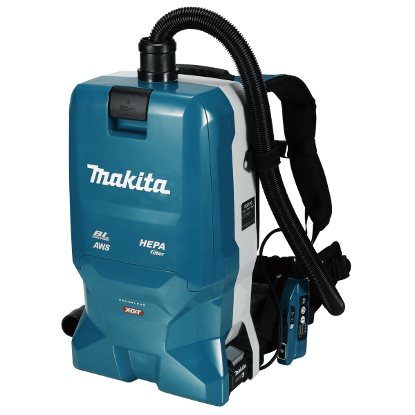 Makita 牧田 VC012GZ01 40V max 充電式背負集塵機主圖,連背帶及旋轉軟管