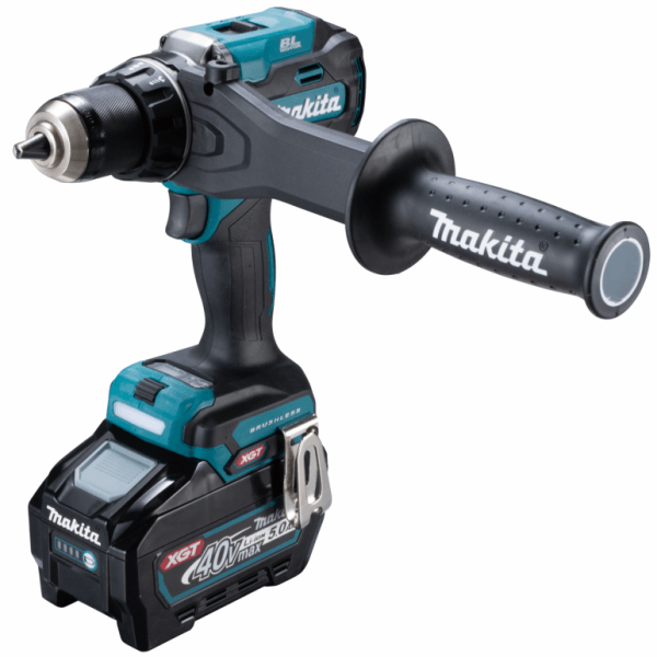 Makita 牧田 DF003GU201 充電式起子電鑽另一角度,可見扭力調校數位顯示器、LED 工作燈及皮帶夾