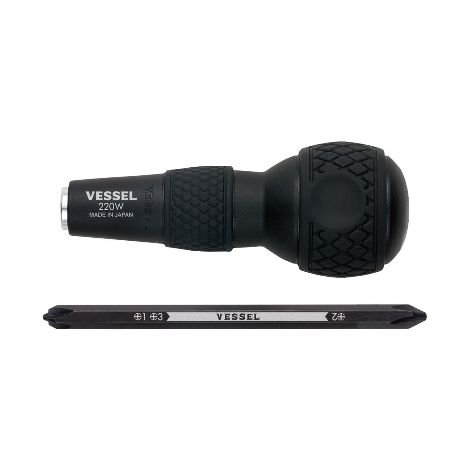VESSEL No.220W-123 玄人魂黑色4"三用批 #1(+)#2(+)#3(+)