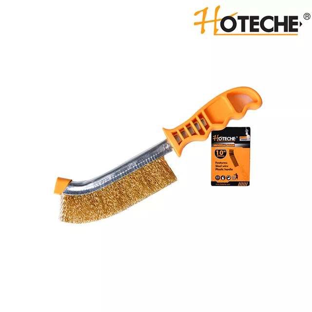 HOTECHE 410101 膠柄鍍銅鋼絲刷 10吋(三側面)