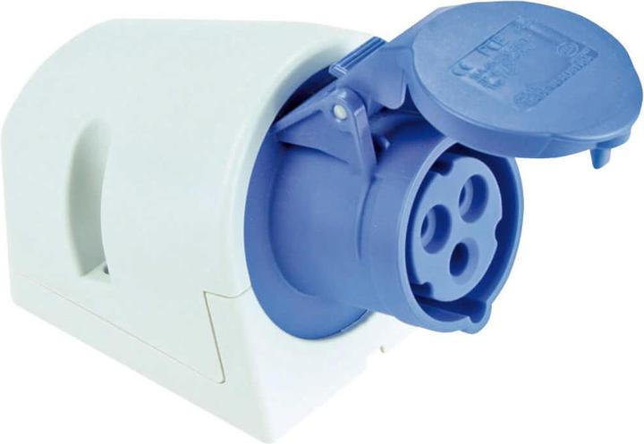 PCE 113 工業防水掛牆插座 16A 220V 3針 IP44(三 quarter 視角)