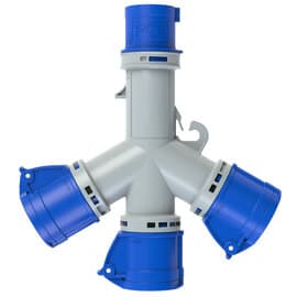 PCE 16A Three-Way Industrial Socket Adaptor