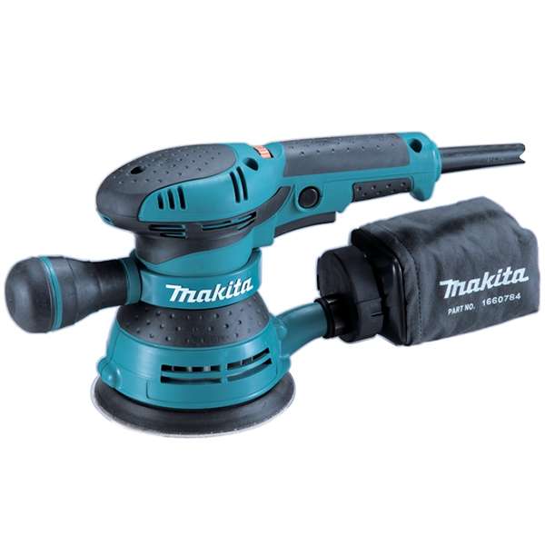 Makita 牧田 BO5041(110V) 125毫米平板軌道砂光機連集塵袋側面產品圖