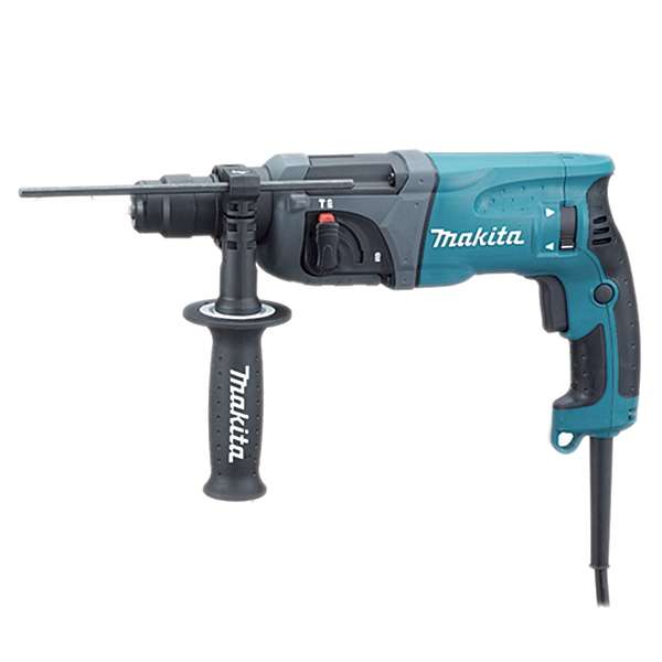 Makita 牧田 HR2230(110V) 22毫米電錘側面全機圖,配 SDS-PLUS 四坑柄及輔助側柄