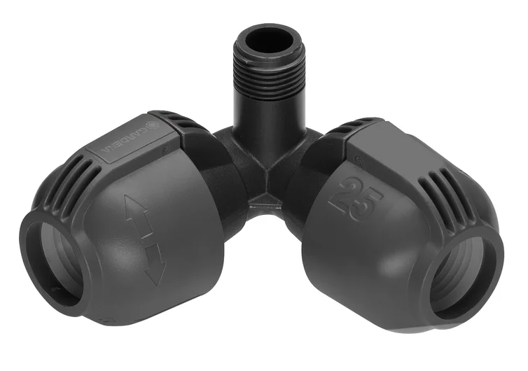 德國 GARDENA 2782-20 25 mm x 1/2 吋外牙彎頭白底產品圖
