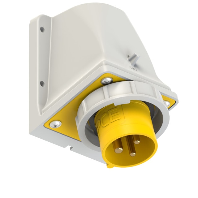 PCE 5132-4 工業防水直入牆盤面插座 16A 110V 3針 IP67(三Quarter視角)