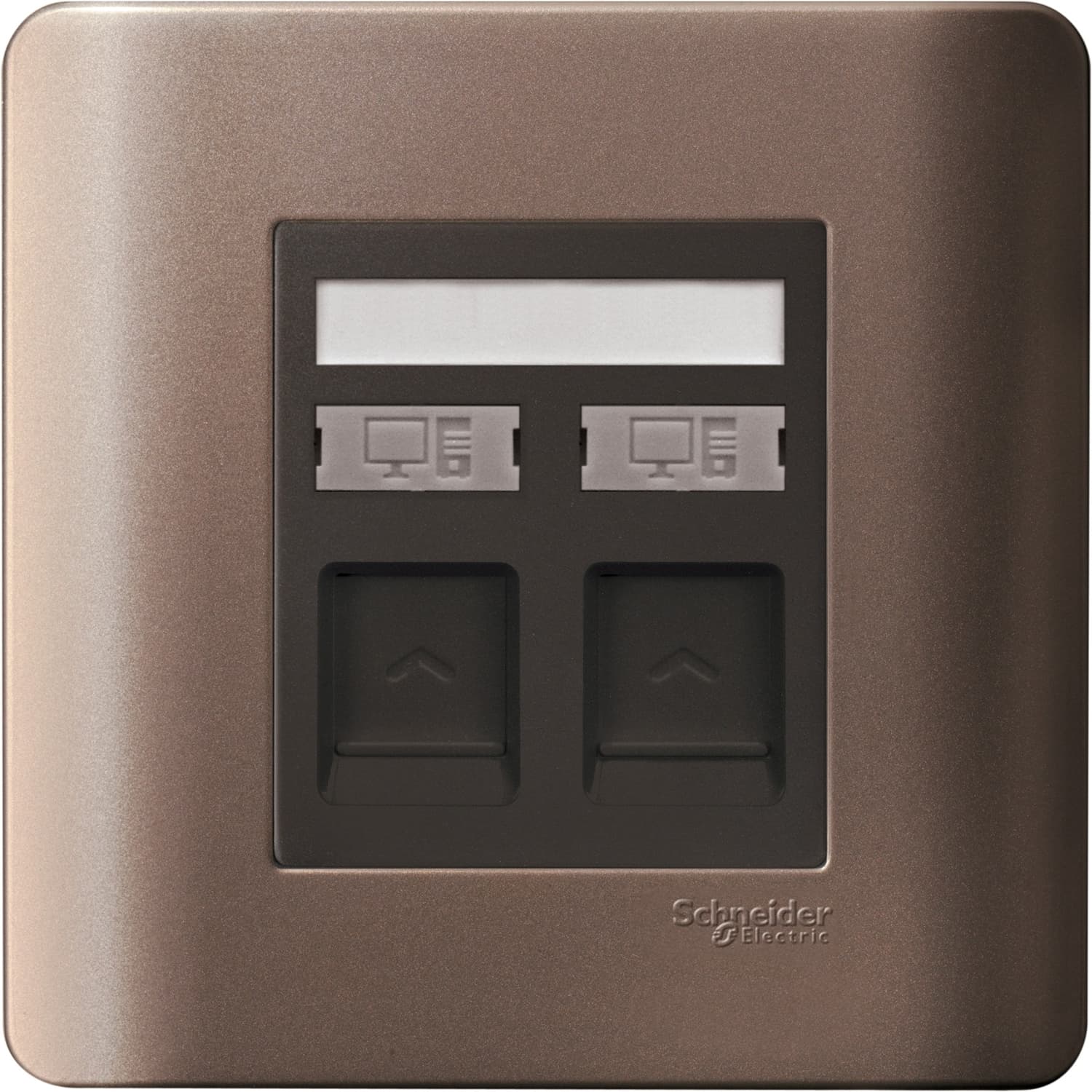 Schneider 施耐德電氣 ZENcelo 睿雅 兩位 RJ45 5e 類數據插座,Keystone 面板備防塵活門 E8432RJS_5_SZ(銀銅)香港行貨