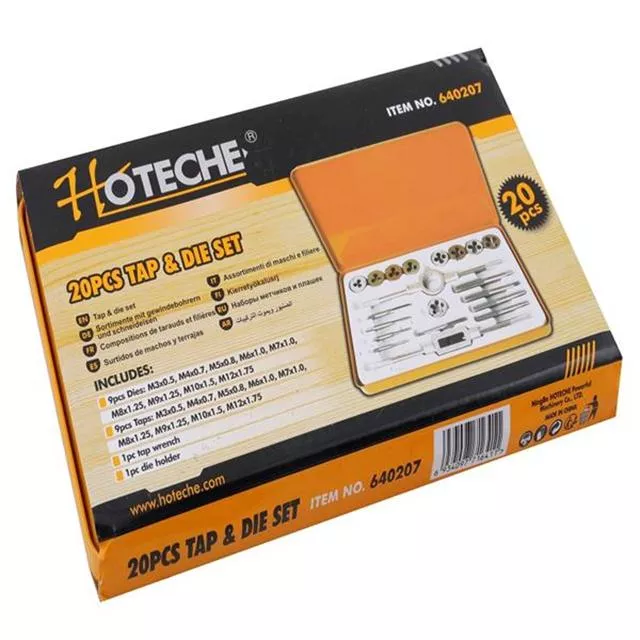 HOTECHE 640207 20件絲攻呔士套裝包裝盒(正面)