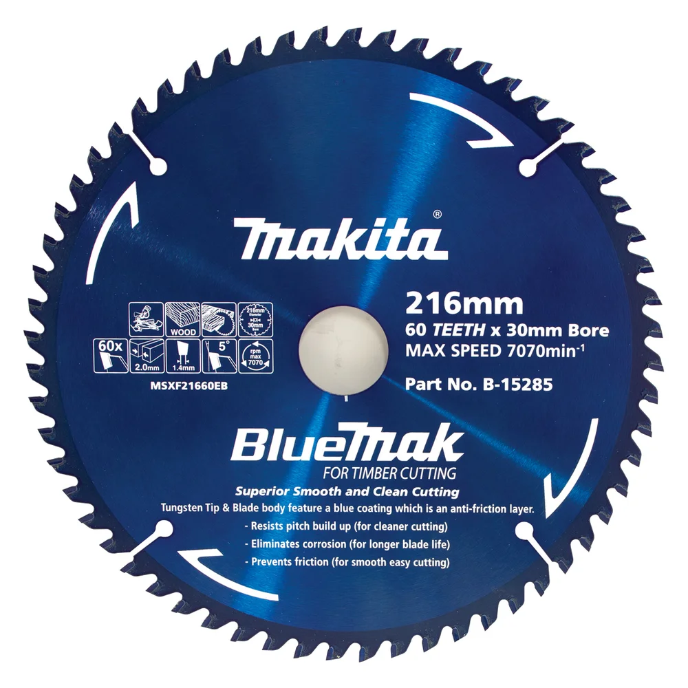 Makita B-15285 硬質合金鋸片216X30X60T(正面)