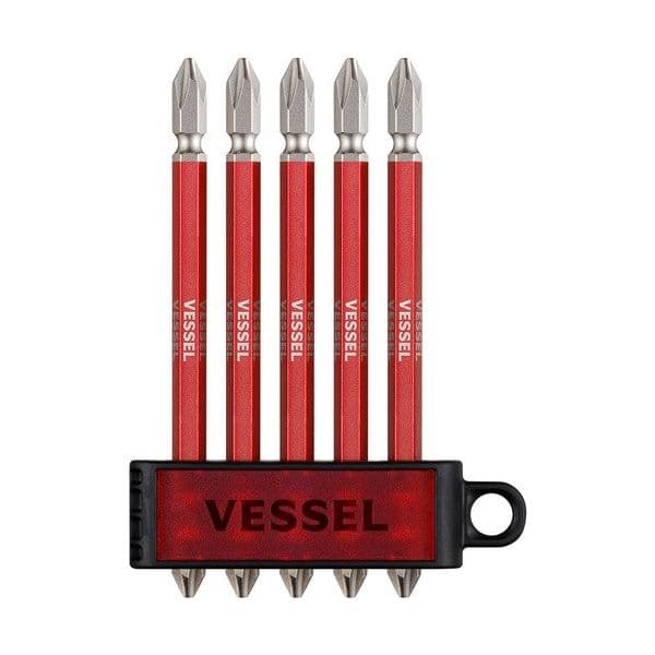 VESSEL GS5P-GRE 彩色雙頭十字批咀 紅色 #2 x 110mm (5枝裝)