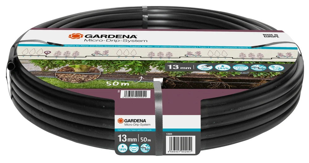德國 GARDENA 13504-20 地面及地下滴灌管 50米 白底產品圖