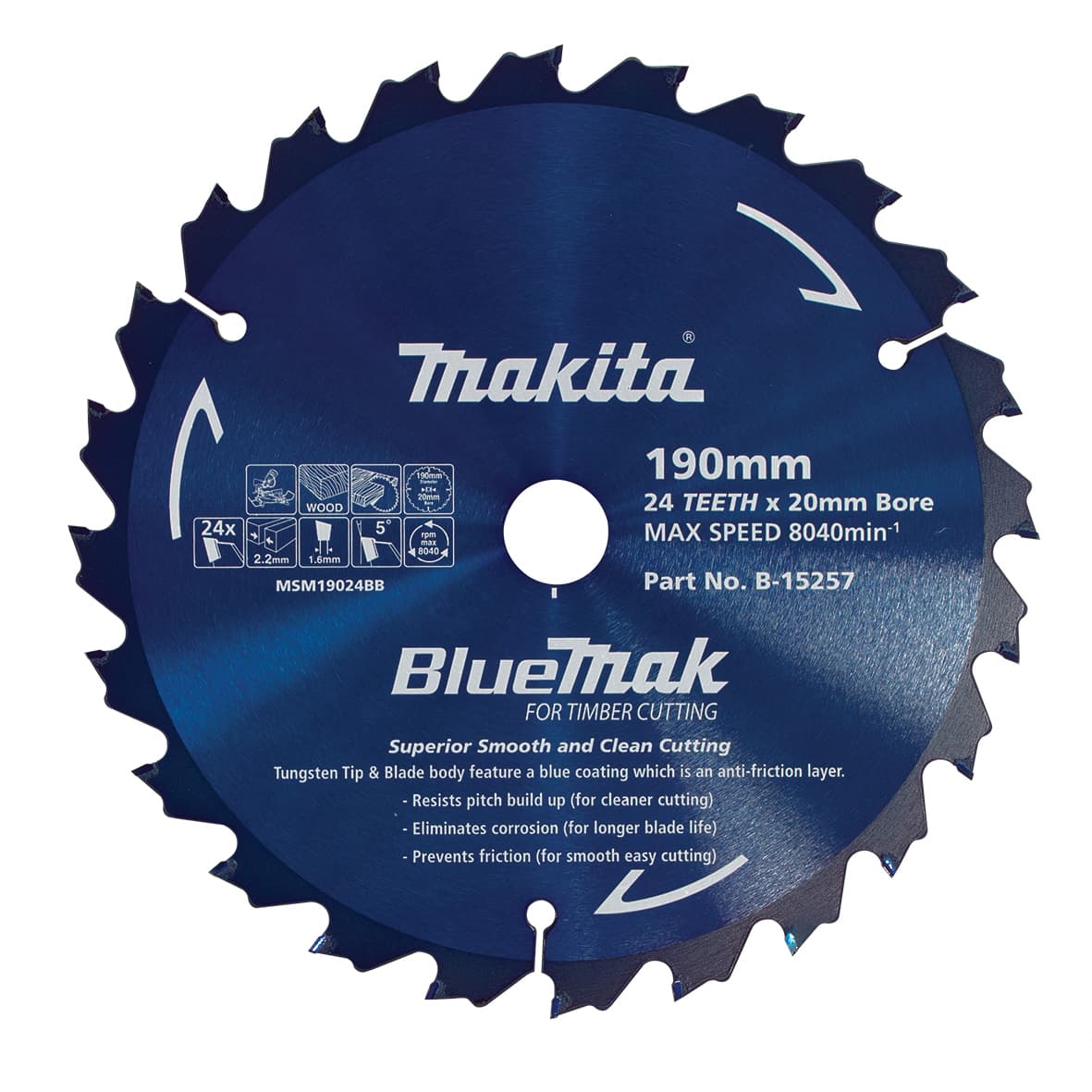 Makita 牧田 B-15257 硬質合金鋸片190X20X24T