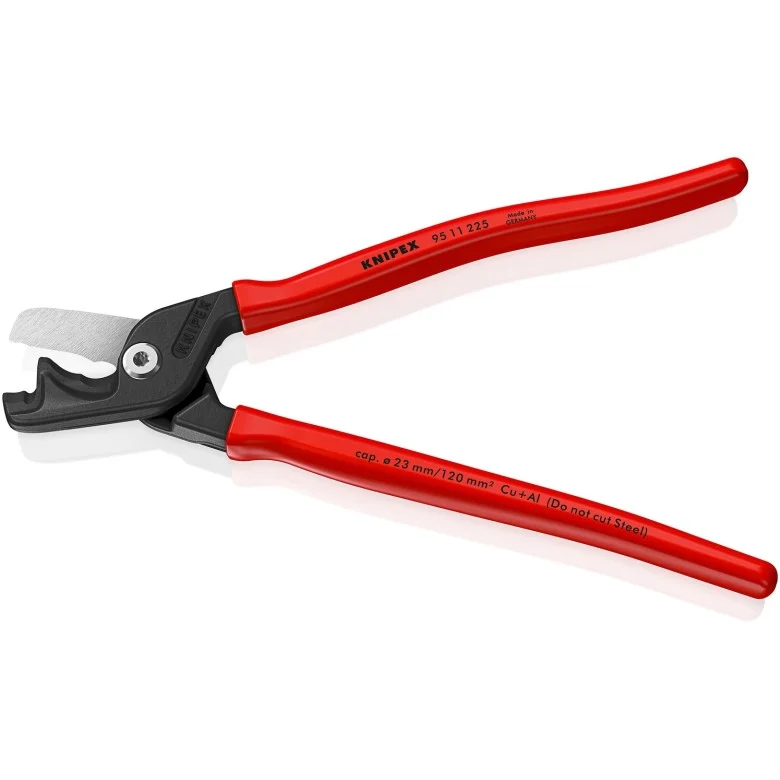 KNIPEX 95 11 225 紅膠柄電纜剪(三四分之三角度)