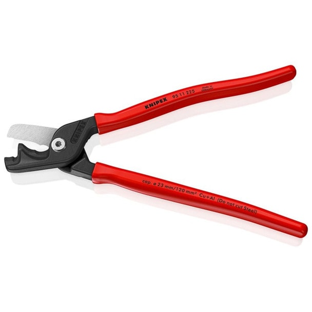 KNIPEX 95 11 225 紅膠柄電纜剪(三四分之三角度)