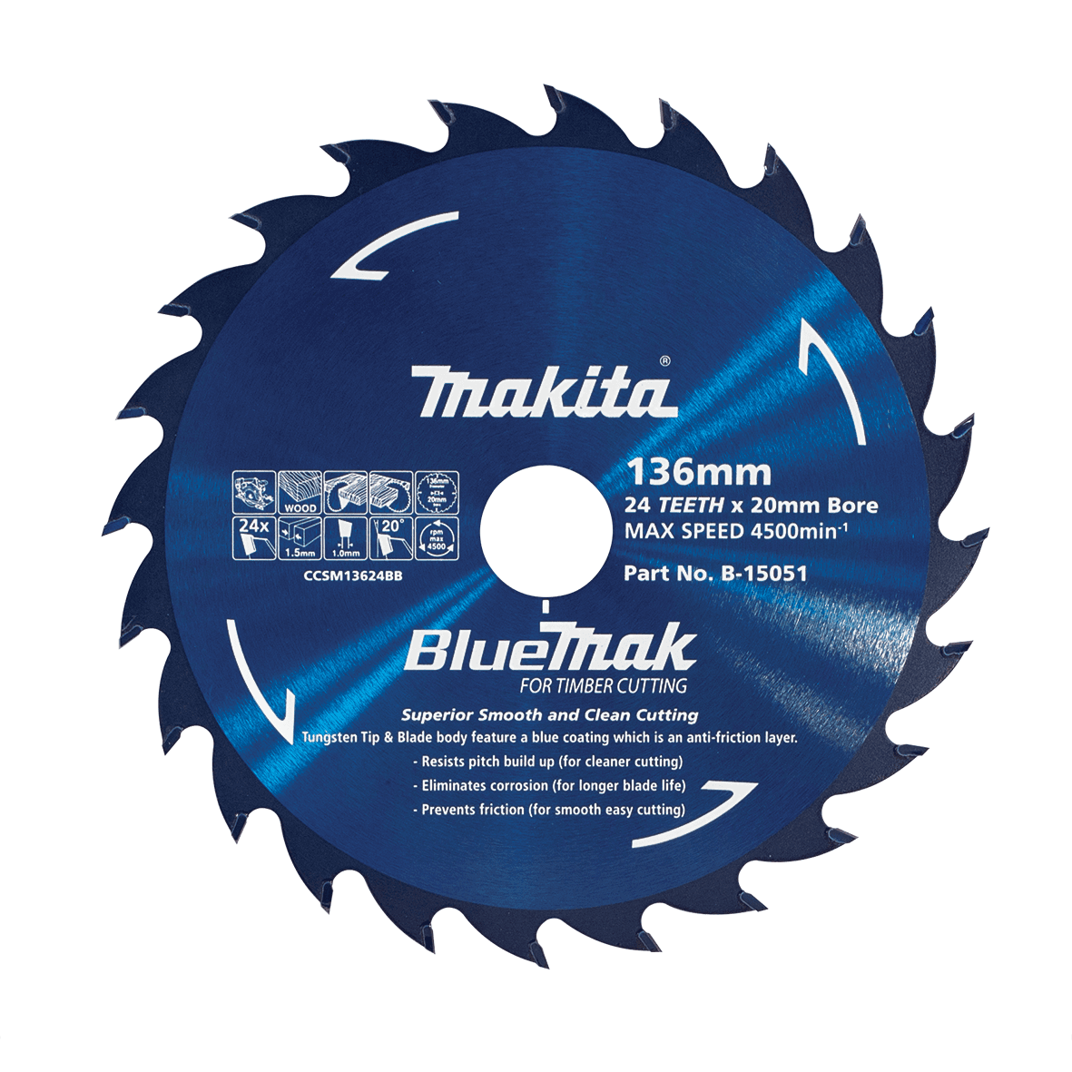 Makita 牧田 B-15051 硬質合金鋸片136X20X24T