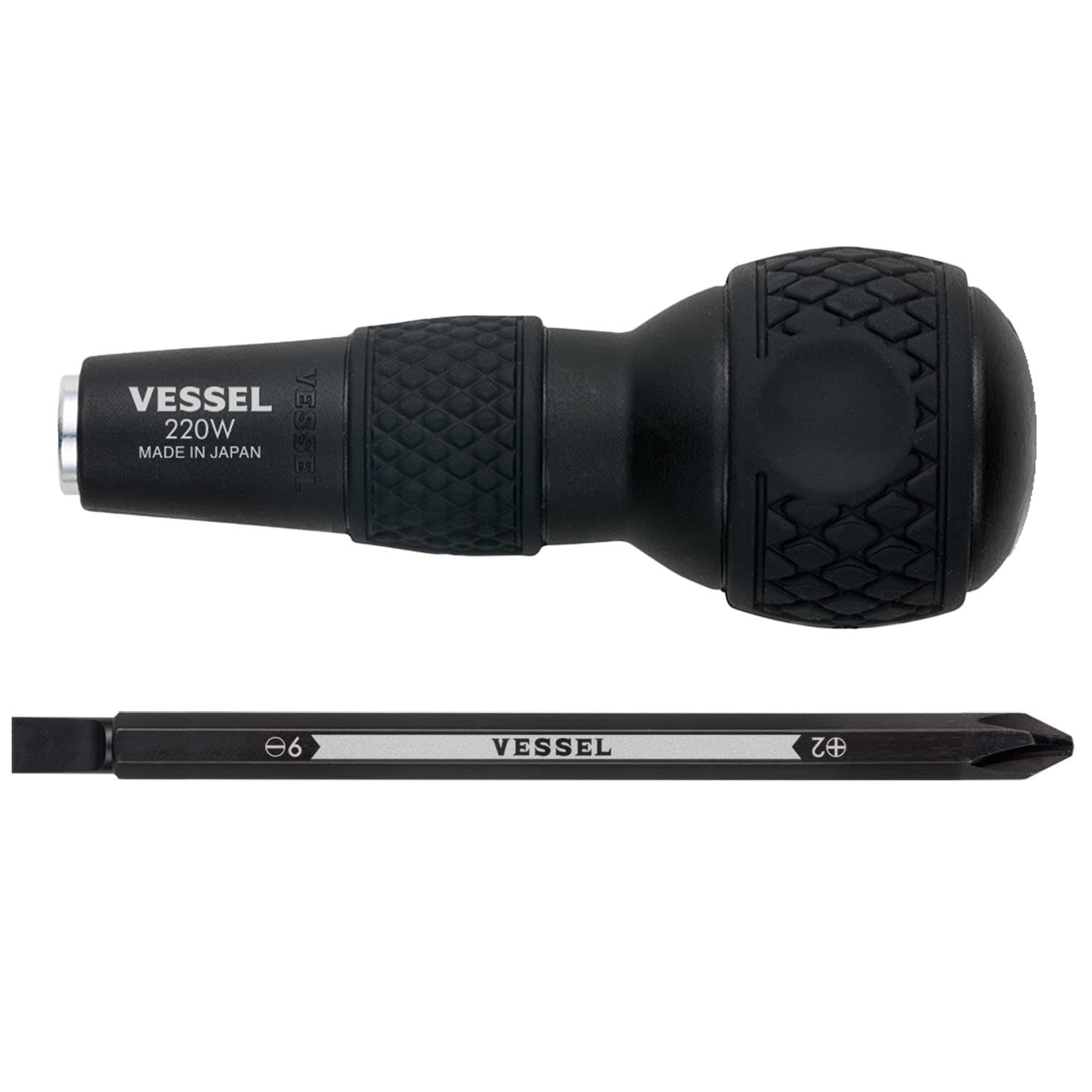 VESSEL No.220W-62 玄人魂黑色4"兩用批 #2(+)/6mm(-)