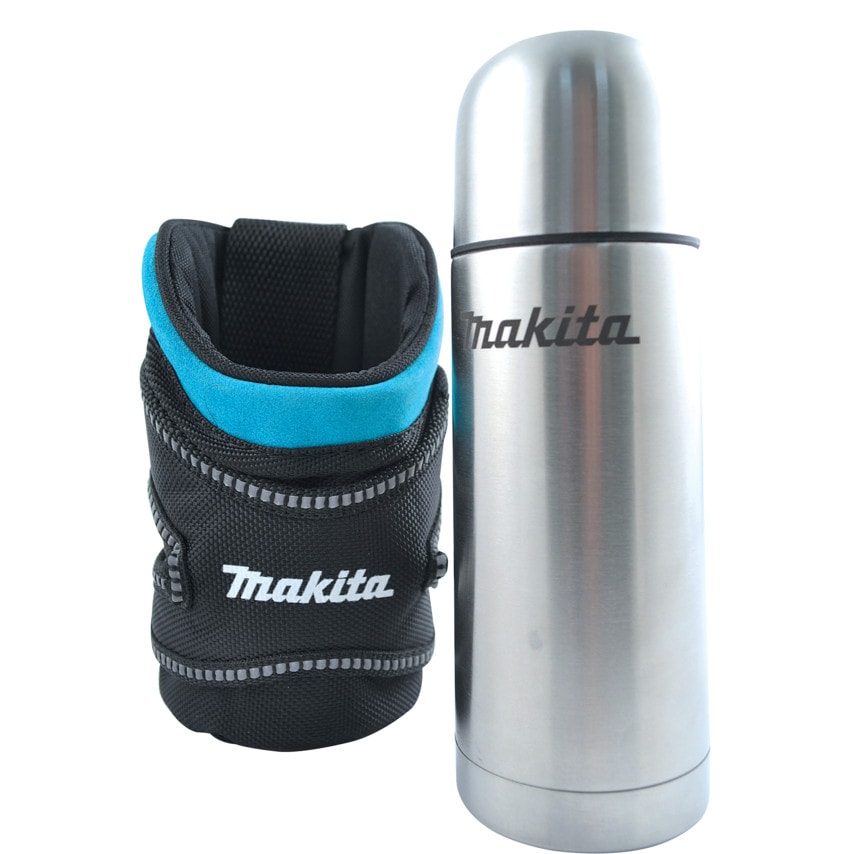 Makita P-72148 不鏽鋼保溫瓶與支架(四分之三視角)