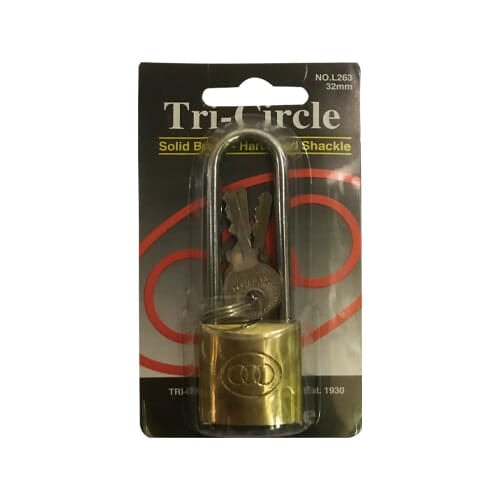 三環牌 TRI-CIRCLE L263 長耳銅掛鎖 32mm(包裝)