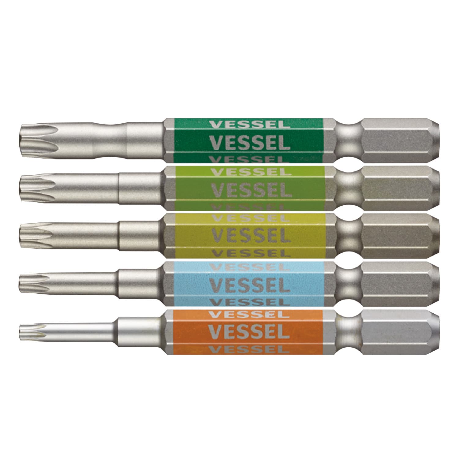 VESSEL GS5P-33 剛彩有孔星型批咀套裝 T10-T30 x 65mm (5枝裝)