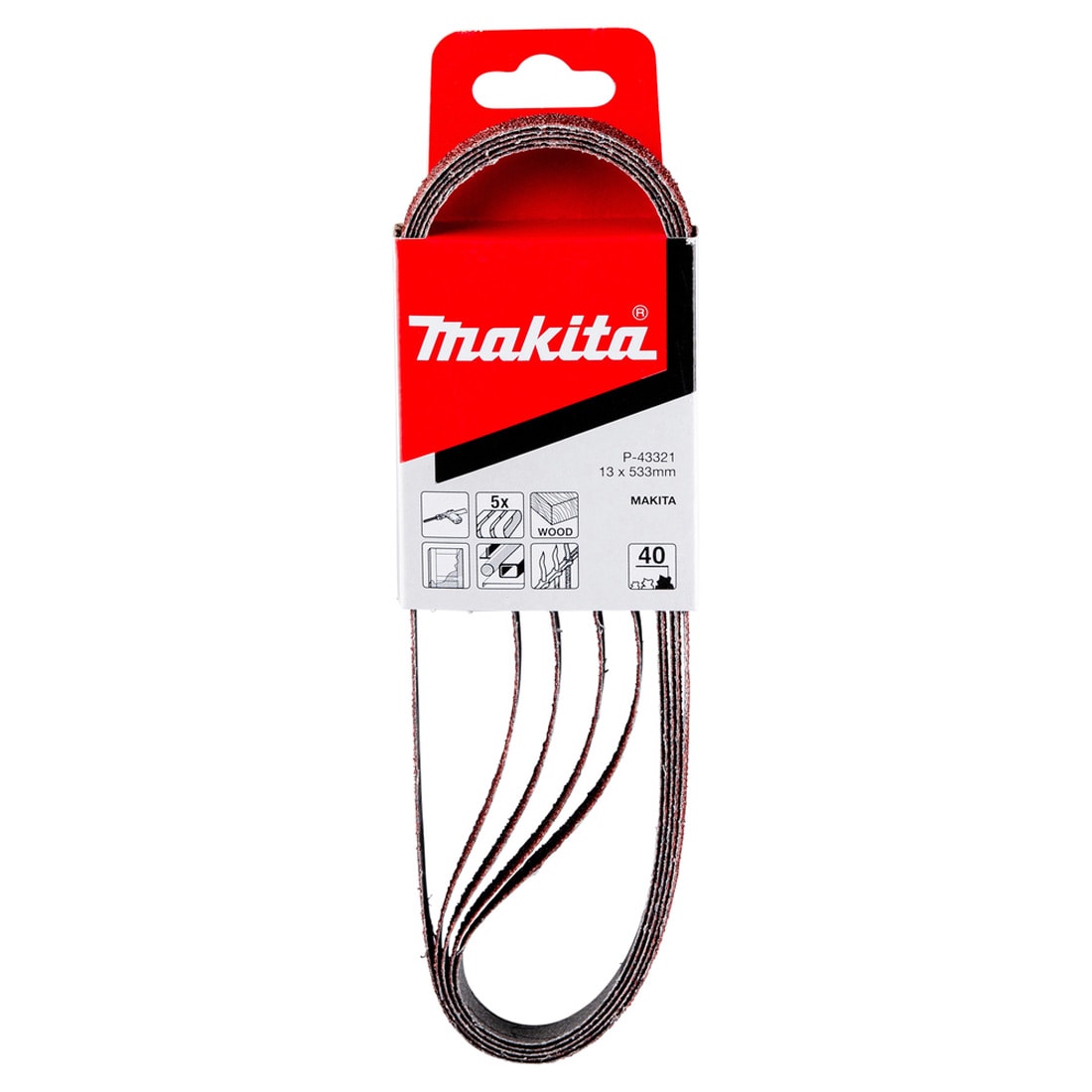 Makita P-43321 砂帶 13 x 533mm G40(包裝正面)