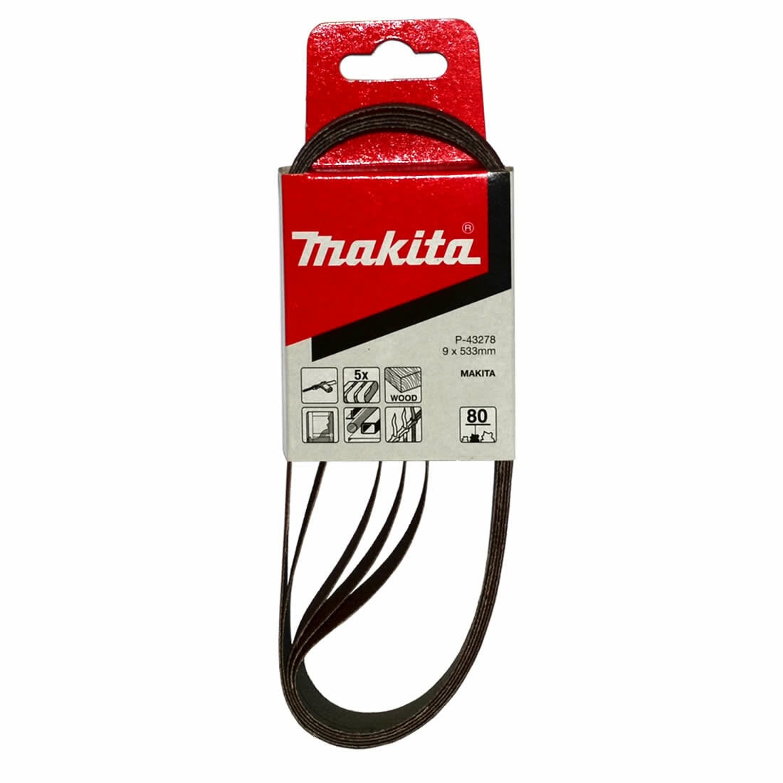 Makita P-43278 砂帶 9x533mm G80(包裝正面)